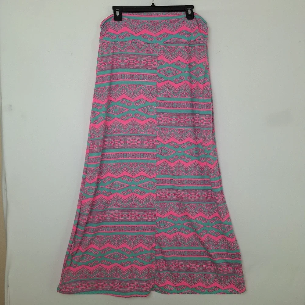 Vintage Tribal Bright Maxi Skirt 1X 34
